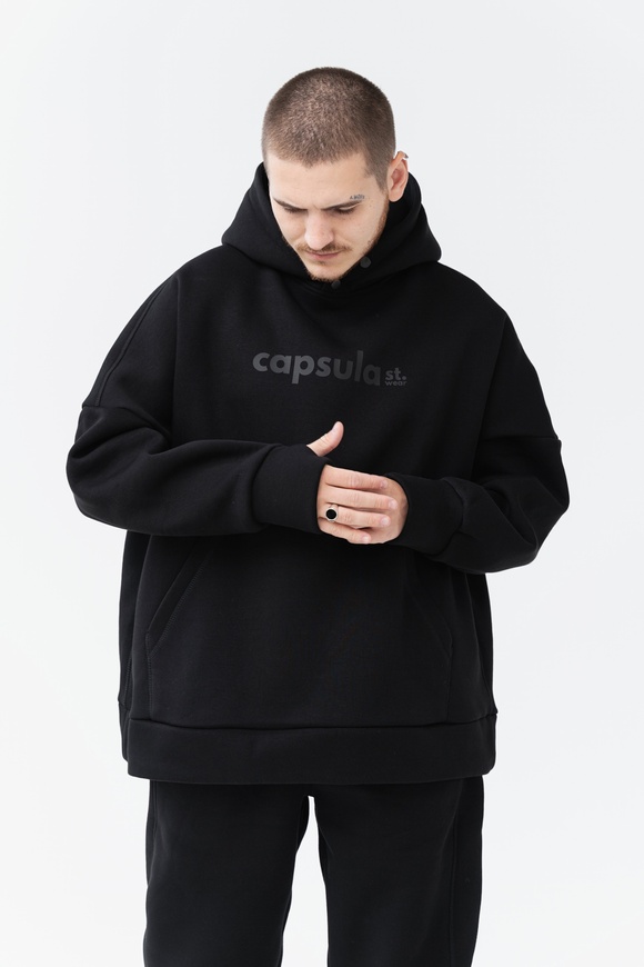 Hoodie BAT oversized insulated, color black, Size: XL