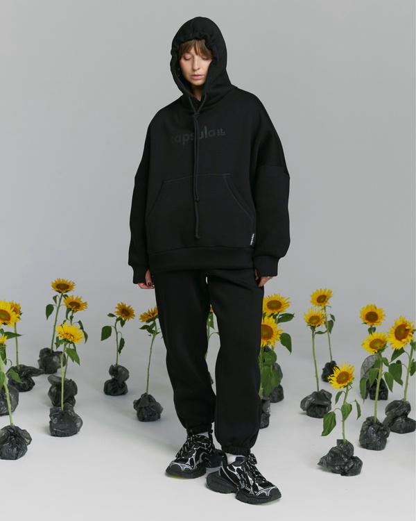 Hoodie BAT oversized insulated, color black, Size: XL