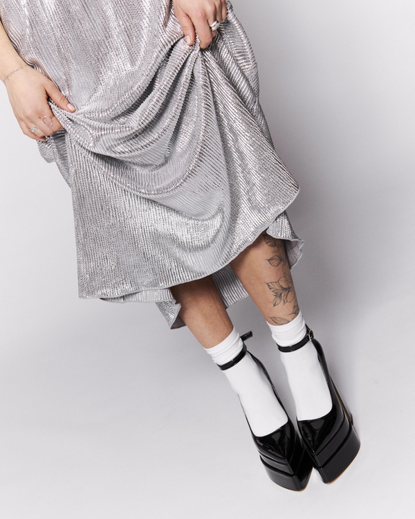 Skirt SHINE, color silver, Size: M/L