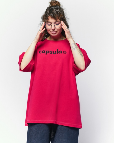 T-shirt OVERSIZE, color viva magenta, Size: XL