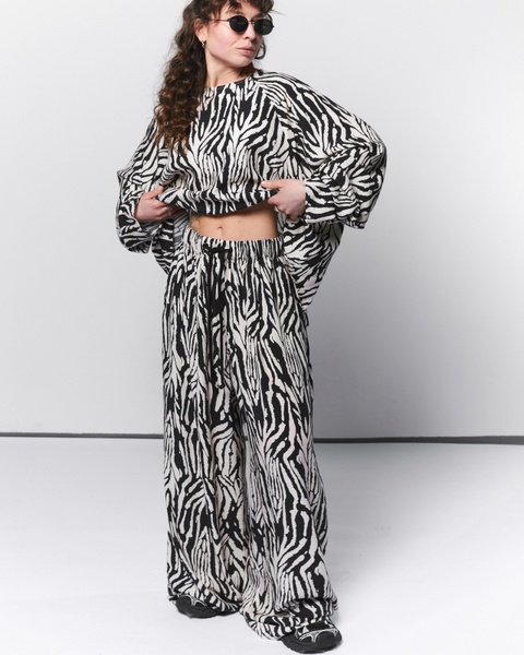 Pants palazzo ANIMAL, color zebra, Size: One size length 110 cm