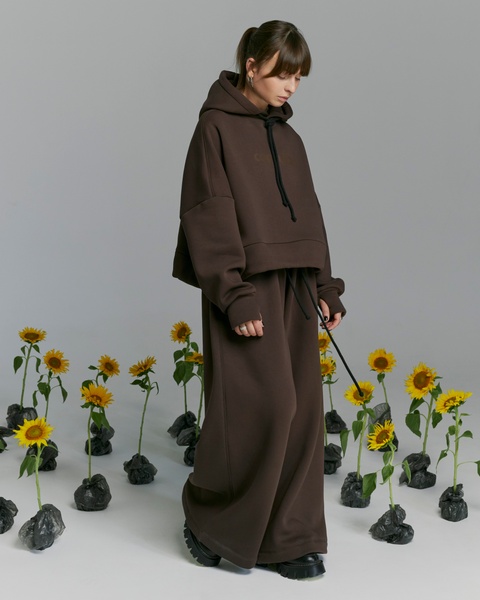 Palazzo pants BAT gipersized insulated, color chocolate, Size: One size length 110 cm