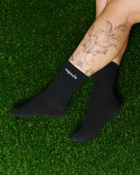 Шкарпетки CAPSULA, колір чорний, вишивка колір білий Shkr-2-1-36/40 фото