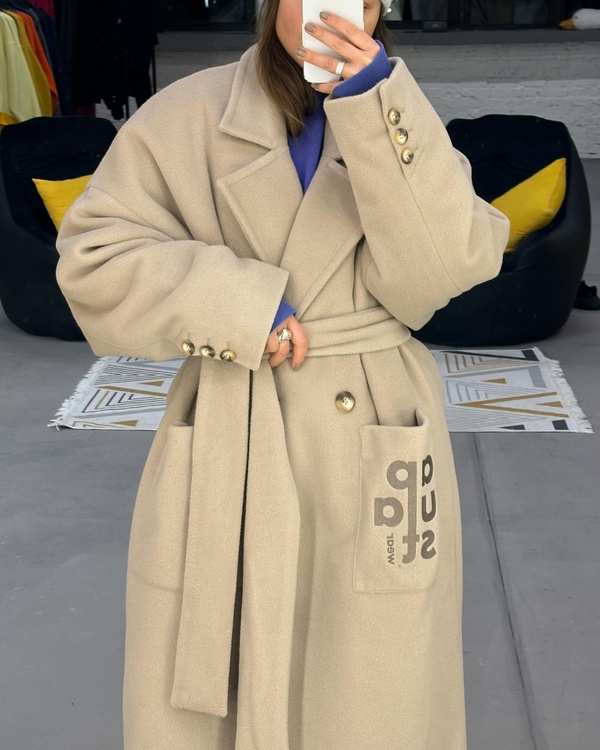 Пальто GIGASIZE утеплене, колір бежевий CTGS-01-m-l фото