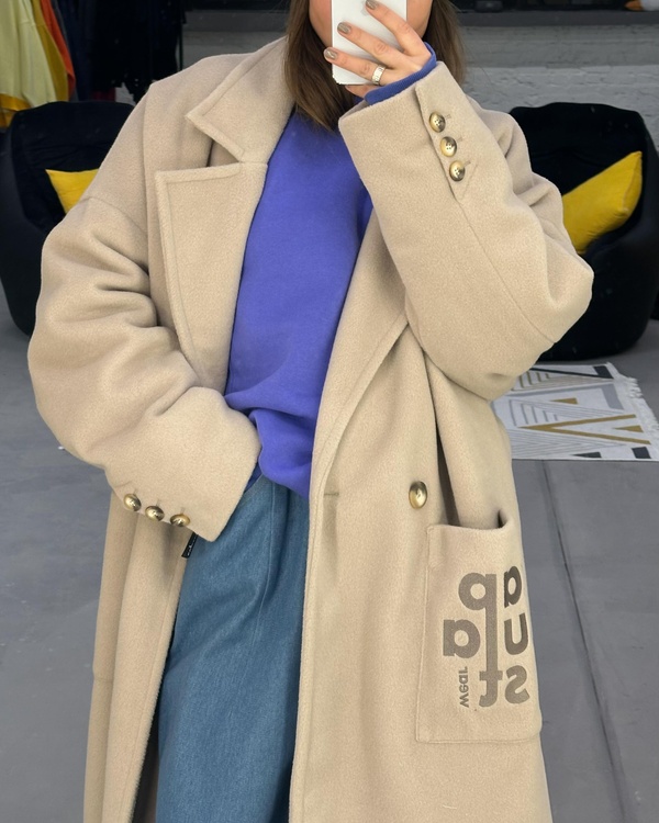 Пальто GIGASIZE утеплене, колір бежевий CTGS-01-m-l фото