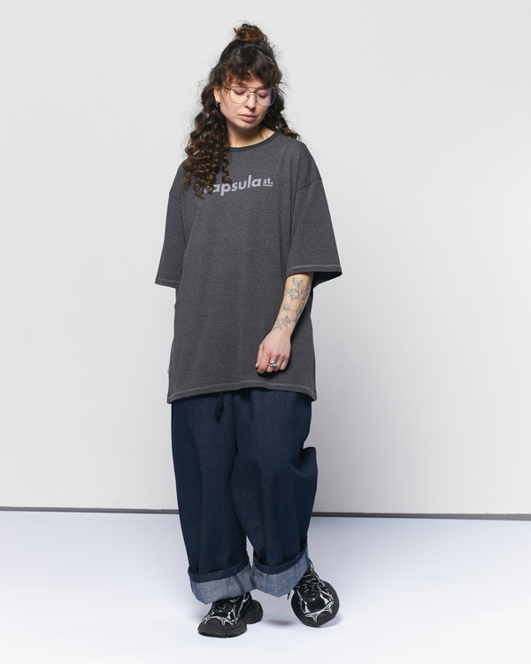 T-shirt OVERSIZE, color graphite, Size: XS/S