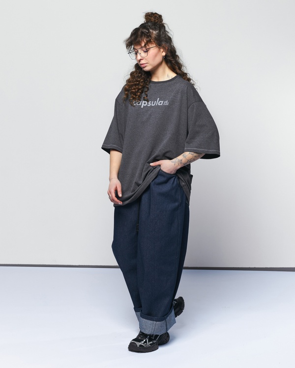 T-shirt OVERSIZE, color graphite, Size: XS/S