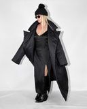 Long trench coat XALAT demis, black, One size, Length 140 cm