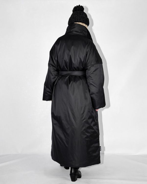 Long trench coat XALAT demis, black, One size, Length 140 cm