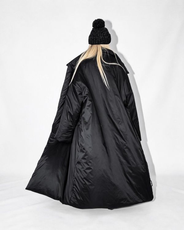 Long trench coat XALAT demis, black, One size, Length 140 cm