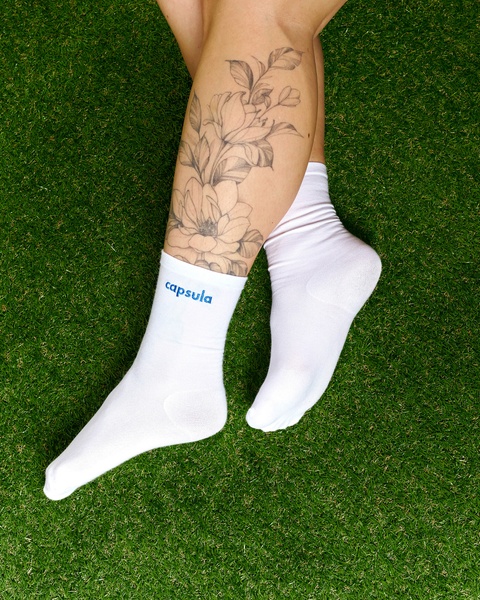 Socks CAPSULA, color white, embroidery color blue, Size 36-40, Embroidered logo