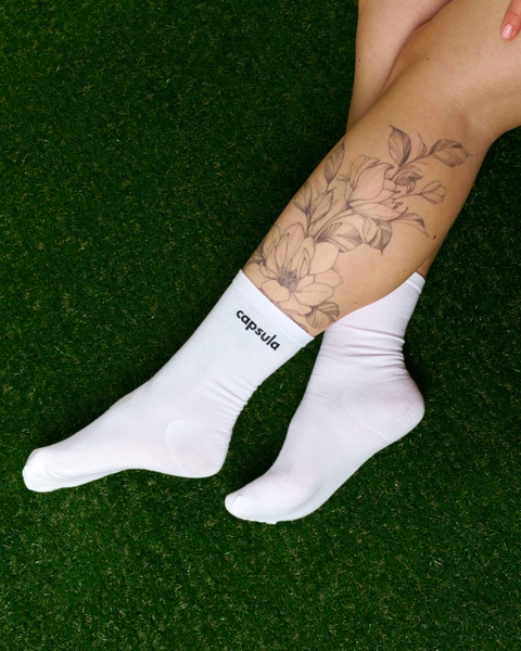 Шкарпетки CAPSULA, колір білий, вишивка колір чорний Shkr-1-3-36/40 фото